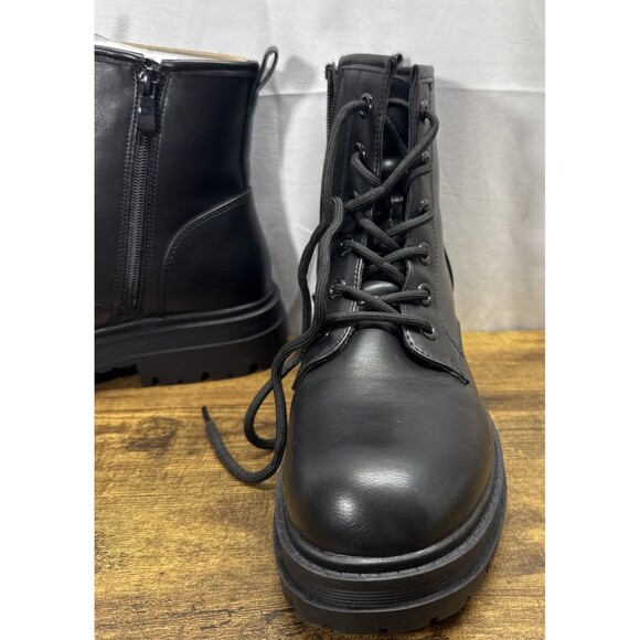 Dream Pairs Womens Black Leather Lace Up Combat Ankle Boots Size 8.5 - Picture 3 of 14